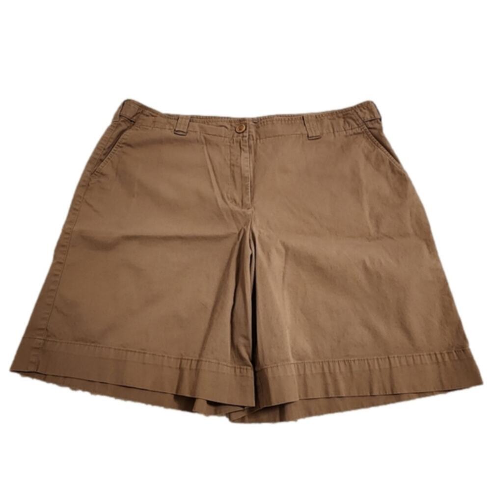 Talbots khaki Chino‎ 9 inch high rise mom Comfy Bermuda shorts plus size 18